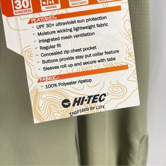 NEW Hi-Tec Large Fishing Hiking Outdoor Button Down Shirt UPF 30 Camp Safari - Picture 5 of 9